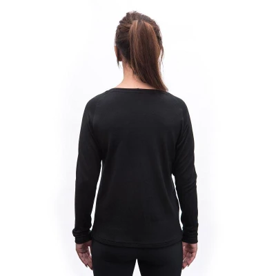 SENSOR Merino Blend Stone dámské černé triko dl.rukáv