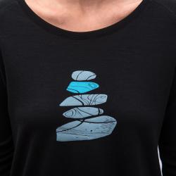SENSOR Merino Blend Stone dámské černé triko dl.rukáv