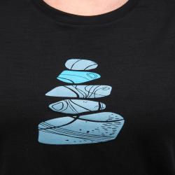 SENSOR Merino Blend Stone dámské černé triko kr.rukáv