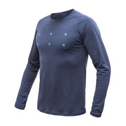 SENSOR Merino Blend Typo pánské triko dl.rukáv Deep Blue
