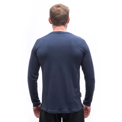 SENSOR Merino Blend Typo pánské triko dl.rukáv Deep Blue