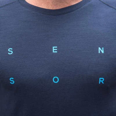 SENSOR Merino Blend Typo pánské triko dl.rukáv Deep Blue