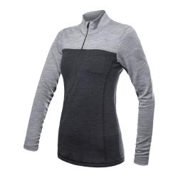 SENSOR Merino Bold Anthracite/cool Gray zip dámske tričko