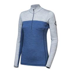 SENSOR Merino Bold Zip Cool Blue/cool Gray dámské tričko