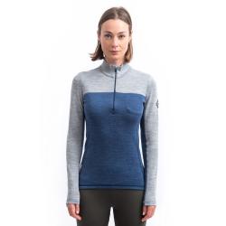 SENSOR Merino Bold Zip Cool Blue/cool Gray dámské tričko