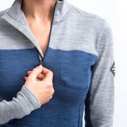 SENSOR Merino Bold Zip Cool Blue/cool Gray dámské tričko