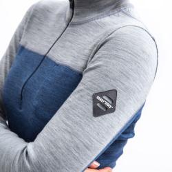 SENSOR Merino Bold Zip Cool Blue/cool Gray dámské tričko