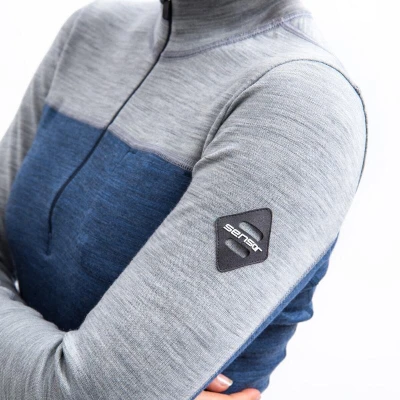 SENSOR Merino Bold Zip Cool Blue/cool Gray dámské tričko