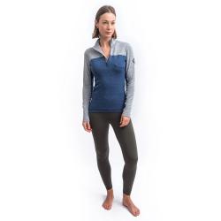 SENSOR Merino Bold Zip Cool Blue/cool Gray dámské tričko
