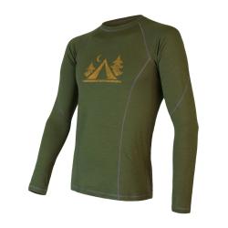 Sensor Merino Df Camp Safari Green pánske funkčné tričko