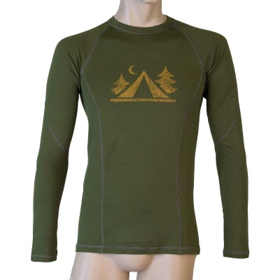Sensor Merino Df Camp Safari Green pánské funkční tričko