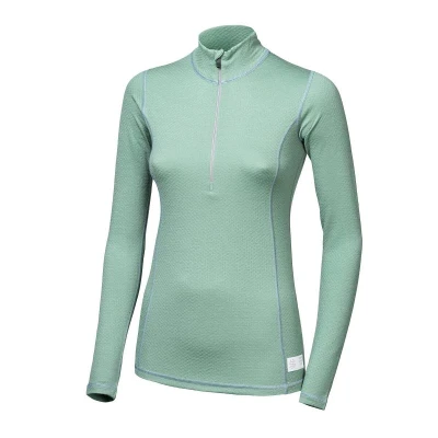 SENSOR Merino Df Zip Basil Green dámské tričko