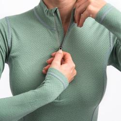 SENSOR Merino Df Zip Basil Green dámské tričko