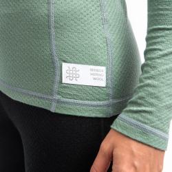 SENSOR Merino Df Zip Basil Green dámské tričko