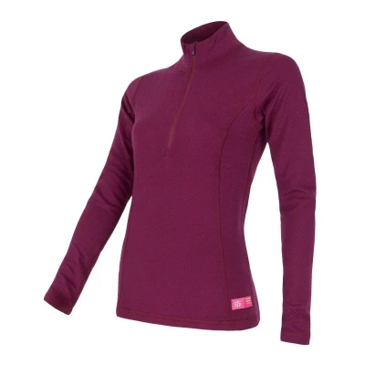 Sensor Merino Df Zip Lilla dámské funkční tričko