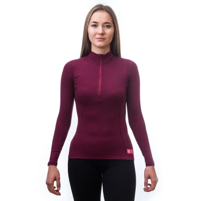 Sensor Merino Df Zip Lilla dámské funkční tričko