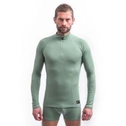 SENSOR Merino Df Zip Basil Green pánské tričko