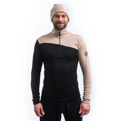 SENSOR Merino Extreme Up Pánská mikina černá/almond beige