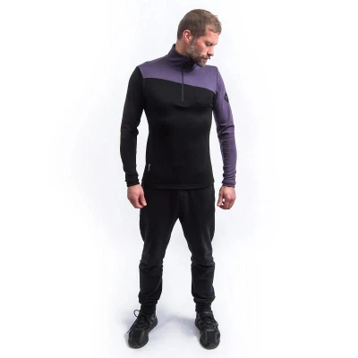 SENSOR Merino Extreme Up pánská mikina černá/grape Purple