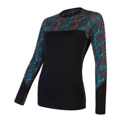 Sensor Merino Impress Čierna/stripes dámske funkčné tričko