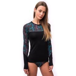 Sensor Merino Impress Černá/stripes dámské funkční tričko