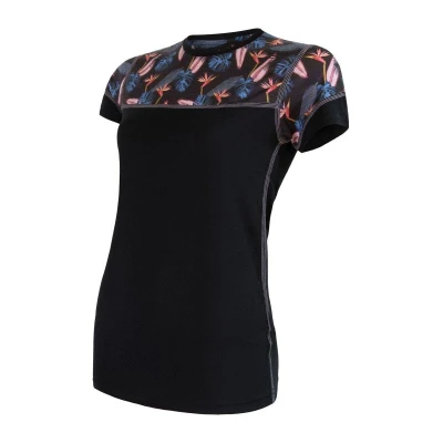 Sensor Merino Impress Černá/floral dámské funkční tričko Sensor Merino Impress Černá/floral dámské funkční tričko