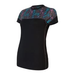 Sensor Merino Impress Čierna/stripes dámske funkčné tričko