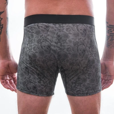 Sensor Merino Impress Pánské Trenky Černá/skulls