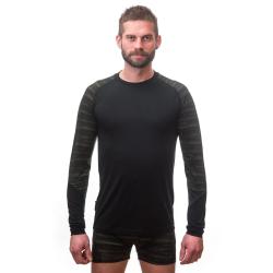SENSOR Merino Impress pánské triko dl.rukáv černá/batik