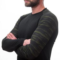 SENSOR Merino Impress pánské triko dl.rukáv černá/batik