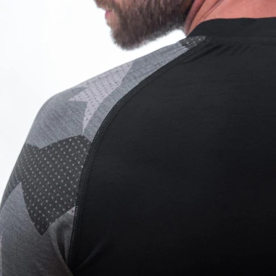 Sensor Merino Impress Pánské Triko Dl.rukáv Černá/camo