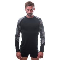 Sensor Merino Impress Pánské Triko Dl.rukáv Černá/camo