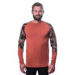 SENSOR Merino Impress pánské triko dl.rukáv Terracotta/rush