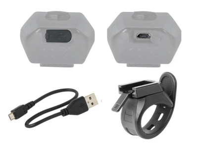 Set 2x Force BUG 400LM USB světlo přední, černé