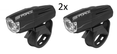 Set 2x Force Světlo přední SHARK 500LM USB, černé Set 2x Force Světlo přední SHARK 500LM USB, černé
