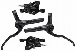 Shimano brzda kotoučová MT201 černá, přední + zadní komplet bez kotoučů, černé hadice, v krabičce