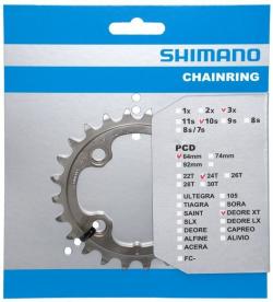 Shimano Deore XT FCM780 24ZUBOV 3x10 Strieborný prevodník