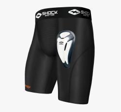Shock Doctor 221 čierne kompresné šortky s Bio-Flex suspenzorom
