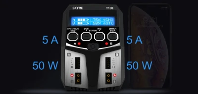 SkyRC T100 2 x 50W dvoukanálová nabíječka