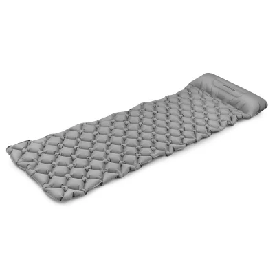 Spokey AIR BED PILLOW Nafukovací matrace s polštářkem, 190 x 60 x 6 cm, R-Value 2.5, šedá