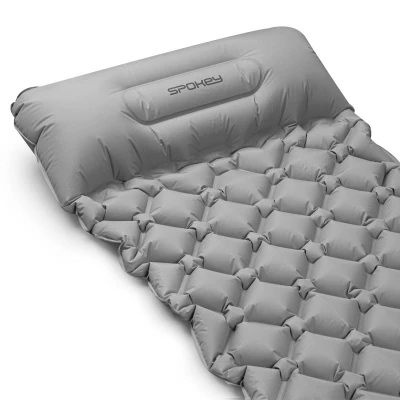 Spokey AIR BED PILLOW Nafukovací matrace s polštářkem, 190 x 60 x 6 cm, R-Value 2.5, šedá