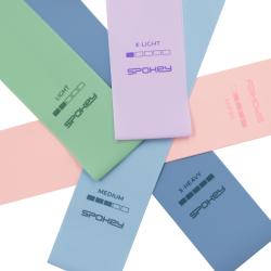 Spokey ARTIO SET Sada 5 posilovacích gum + obal, pastelové barvy