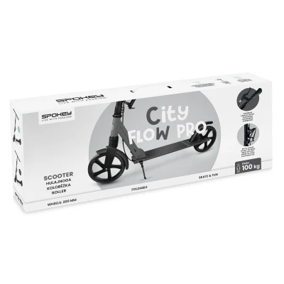 Spokey CITY FLOW PRO Koloběžka s ruční brzdou, kolečka 200 mm, šedá