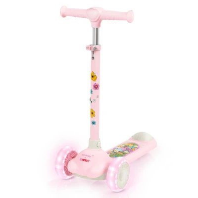 Spokey FIORI Skládací dětská tříkolová koloběžka, růžová