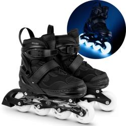 Spokey FIREFLY Kolieskové korčule so svietiacimi kolieskami, čierno-biele Spokey FIREFLY Kolieskové korčule so svietiacimi kolieskami, čierno-biele