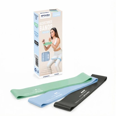 Spokey FLEX SET Sada 3 posilovacích gum, béžová, světle modrá, hnědá