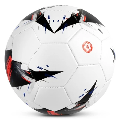 Spokey GOAL Futbalová lopta, biela s čierno-červeným vzorom