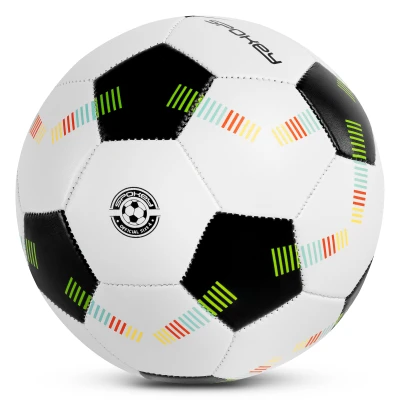 Spokey GOAL KIDS Dětský fotbalový míč, bílý s pruhovaným vzorem