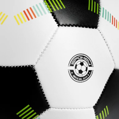 Spokey GOAL KIDS Dětský fotbalový míč, bílý s pruhovaným vzorem
