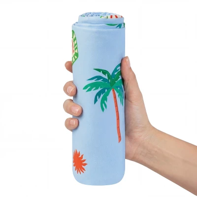 Spokey PALMS Dětská rychleschnoucí osuška s kapucí a zapínáním, 70 x 175 cm, modrá
